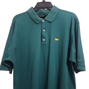 Masters Mens Polo Shirt Solid Green L Cotton Short Sleeve Collar Golf